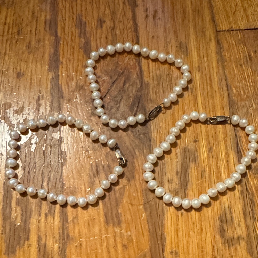 Elegant Pearl Bracelet Set Sterling clasp